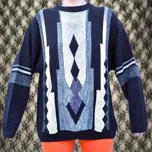 Vintage Sweaters Vintage 8s 90s Argyle Wool Blend Italian